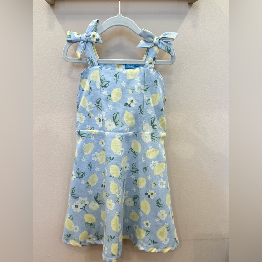 Draper James Blue Lemon Print Kids Dress